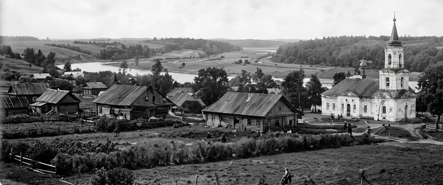 Кряшенское село с церковью, историческое фото